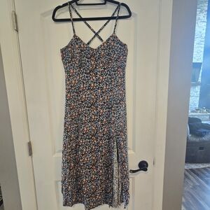 Pimkie Floral Midi Dress - Cross Back Strappy Slip Dress - Size 6-8